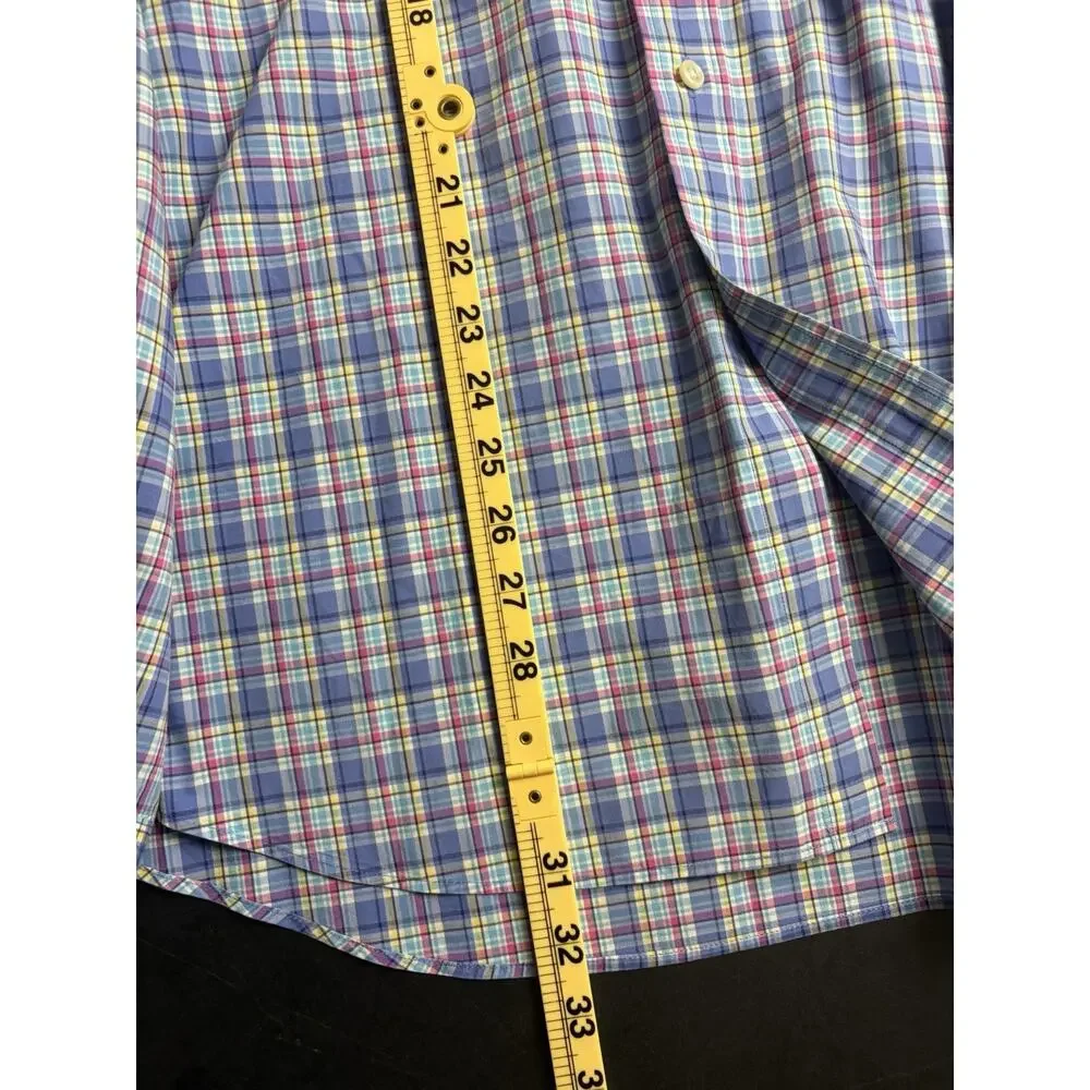 Polo Ralph Lauren Shirt Men’s XXL Blue Multicolor Plaid Cotton Button Down Pony
